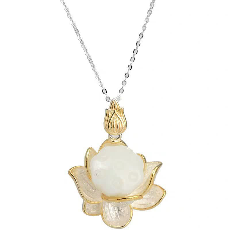 KarmaRipple's Ivory Jade Lotus Flower Happiness Pendant p9