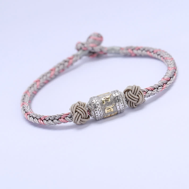 KarmaRipple's 925 Sterling Silver Om Mani Padme Hum Prayer Wheel Fortune Strength Red String Bracelet p40