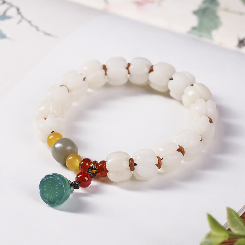 KarmaRipple's Authentic Bodhi Seed Red Agate Bodhi Calm Balance Engraved Pumpkin Bead Lotus Bracelet p10