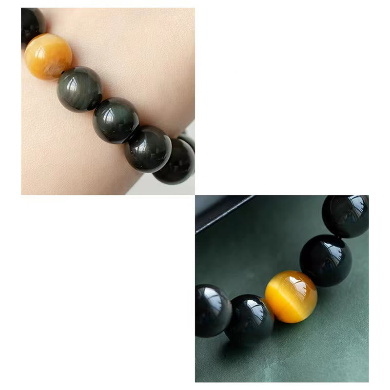 KarmaRipple's Authentic Rainbow Obsidian Tiger Eye Positive Love Bracelet p19