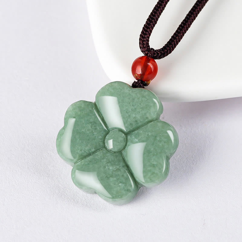 KarmaRipple's Authentic Fortunate Four Leaf Clover Jade Prosperity Pendant Necklace p2