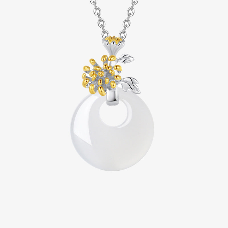 KarmaRipple's 925 Sterling Silver Round Chalcedony Twelve Months Flower Balance Pendant Necklace p9