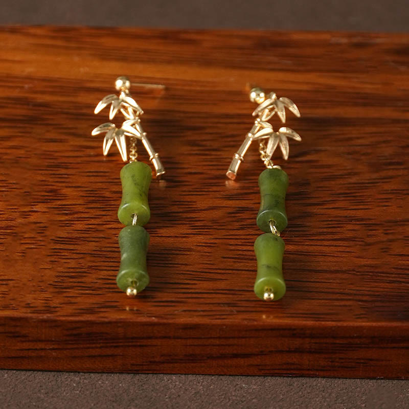 KarmaRipple's 925 Sterling Silver Posts Bronze Plated Gold Authentic Peridot Bamboo Leaf Drop Earrings p3