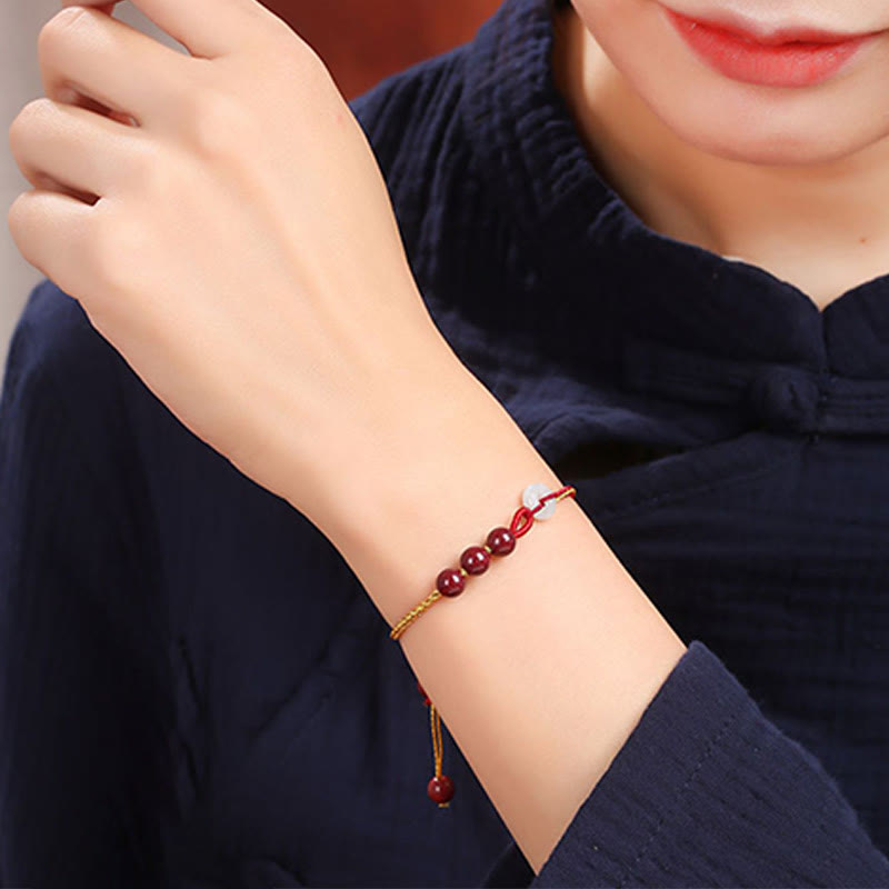 KarmaRipple's Authentic Cinnabar Jade Peace Buckle Blessing Bracelet p24