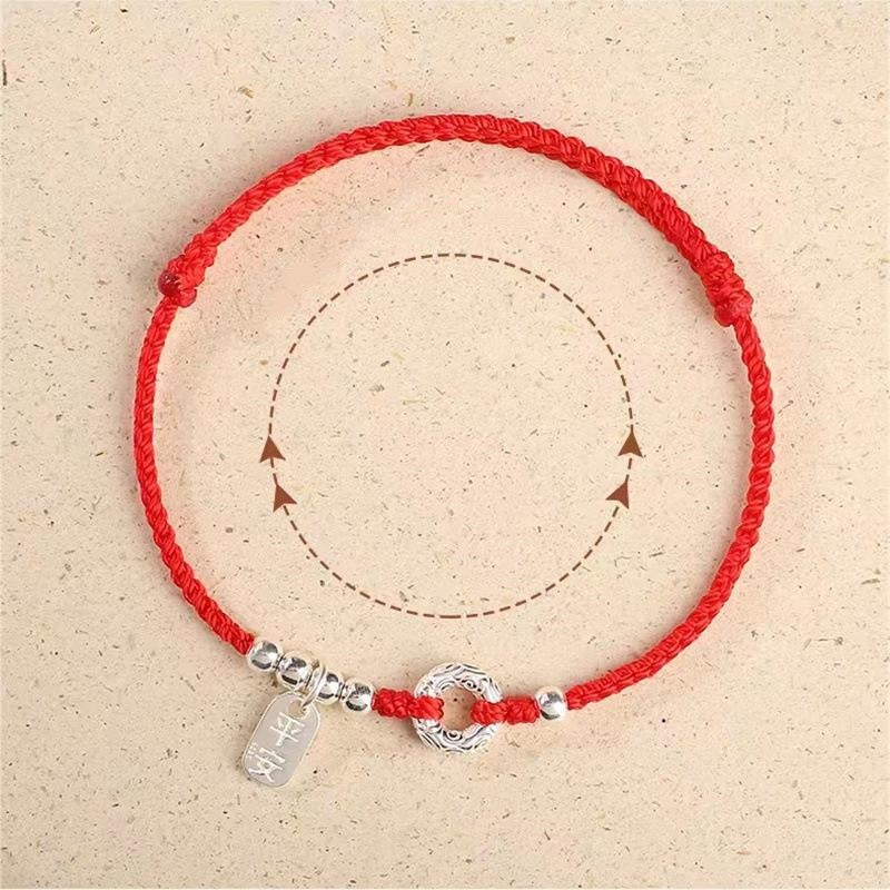KarmaRipple's 925 Sterling Silver Auspicious Clouds Peace Buckle Safe And Sound Bracelet Anklet p10