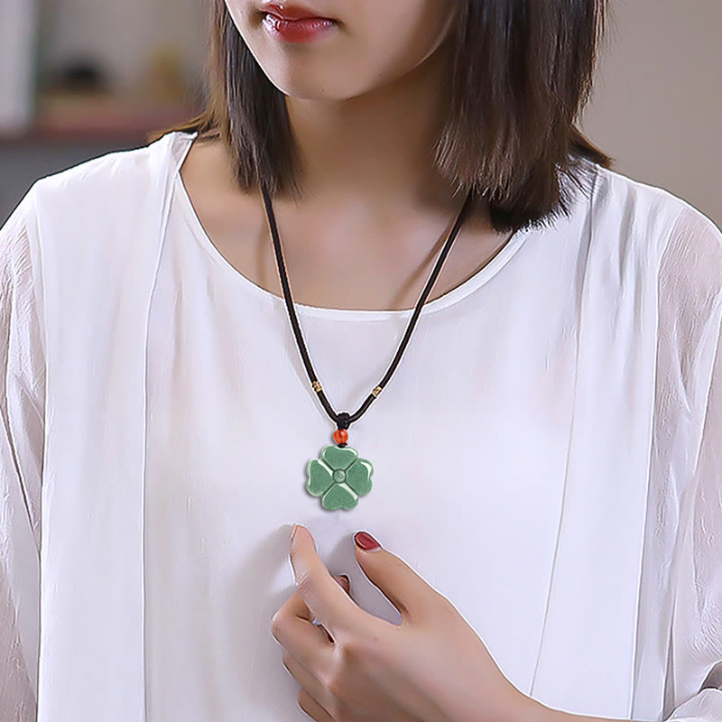 KarmaRipple's Authentic Fortunate Four Leaf Clover Jade Prosperity Pendant Necklace p10