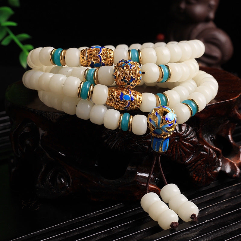 KarmaRipple's Authentic Ivory Bodhi Seed Mala 108 Beadwork Wealth Bracelet p9