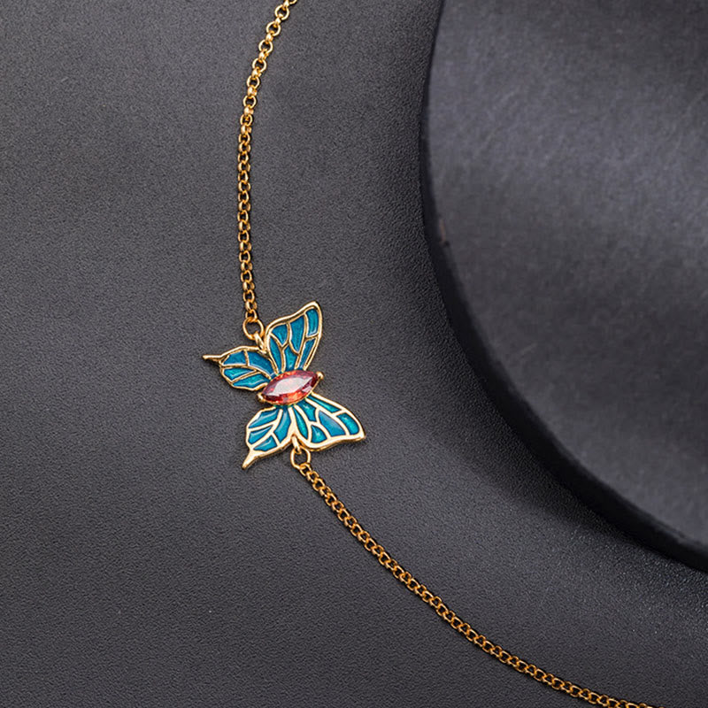 KarmaRipple's 925 Sterling Silver Butterfly Zircon Love Chain Bracelet p7