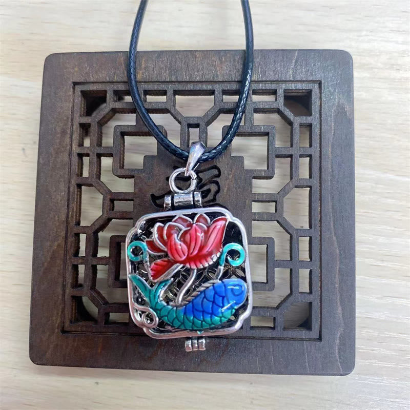 KarmaRipple's Koi Fish Lotus Bronze Coins Fortune Ghau Prayer Box Pendant Necklace p11