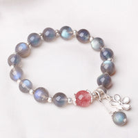 KarmaRipple's Moonstone Strawberry Quartz Flower Balancing Talisman Bracelet