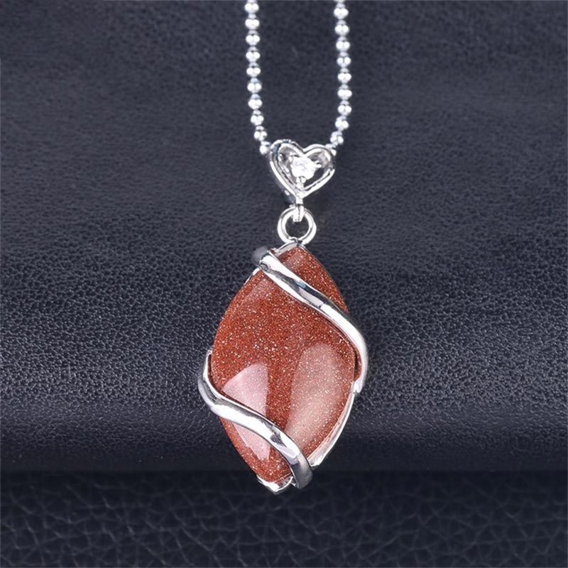 KarmaRipple's Marquise Pattern Authentic Gemstone Stone Talisman Pendant Necklace p10