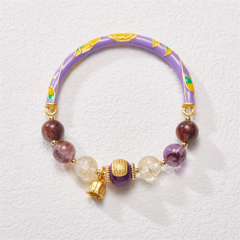 KarmaRipple's Purple Phantom Purple Jade Scripture Citrine Love Wisdom Bracelet Bangle p10