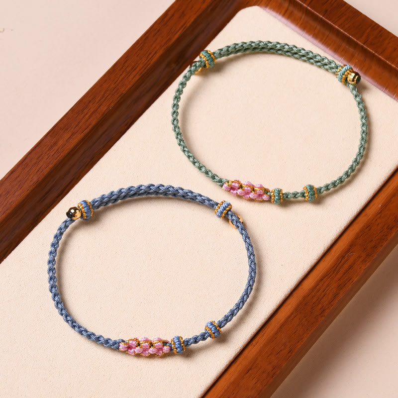 KarmaRipple's Handmade Peach Blossom Protection Woven Rope Bracelet p20