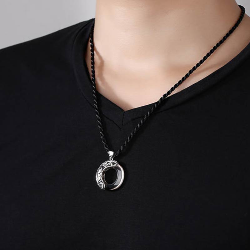 KarmaRipple's 12 Constellations of the Zodiac Ice Obsidian Blessing Round Necklace Pendant p16