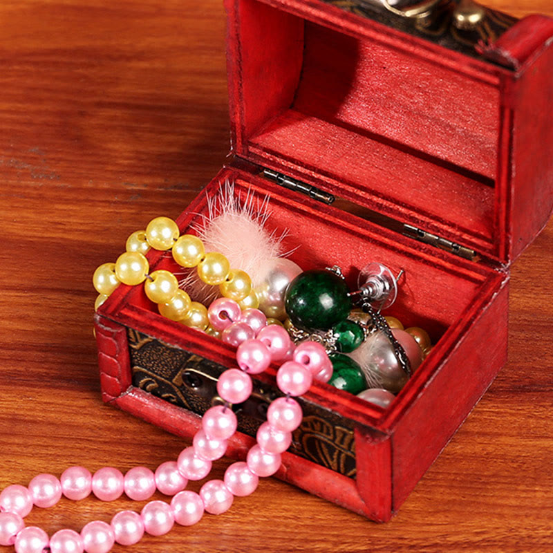 KarmaRipple's Retro Small Wood Jewelry Box Lotus Golden Grape Bronze Coin Daffodil Grass Flower Jewelry Storage Box p11