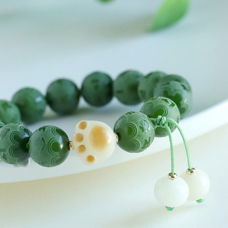 KarmaRipple's Bodhi Seed Om Mani Padme Hum Carved Balance Bracelet p7