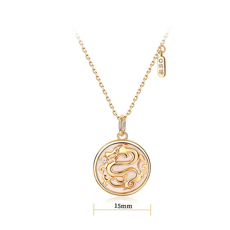 KarmaRipple's ???A Flash Sale- 925 Sterling Silver Tridacna Stone Year of the Dragon Fu Character Fortune Strength Pendant Necklace p8