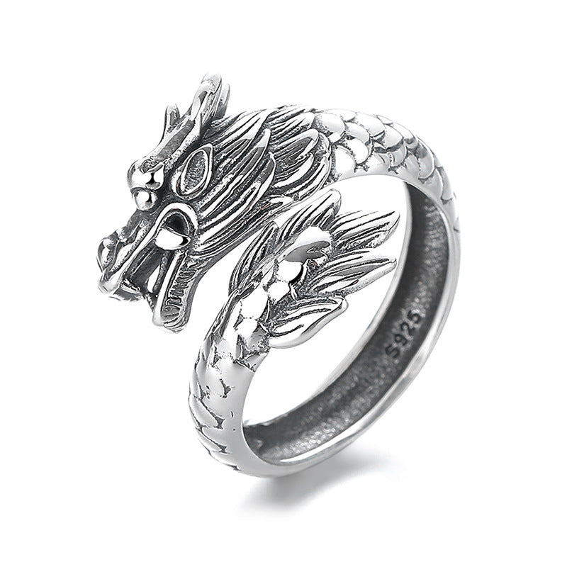 KarmaRipple's 925 Sterling Silver Year Of The Dragon Fortune Strength Adjustable Metal Ring p5