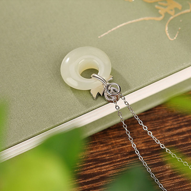 KarmaRipple's 925 Sterling Silver Plated Gold Year of the Dragon Hetian Jade Peace Buckle Bronze Coin Abundance Pendant Necklace p9