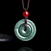 KarmaRipple's Green Jade Double Peace Buckle Abundance Pendant Necklace