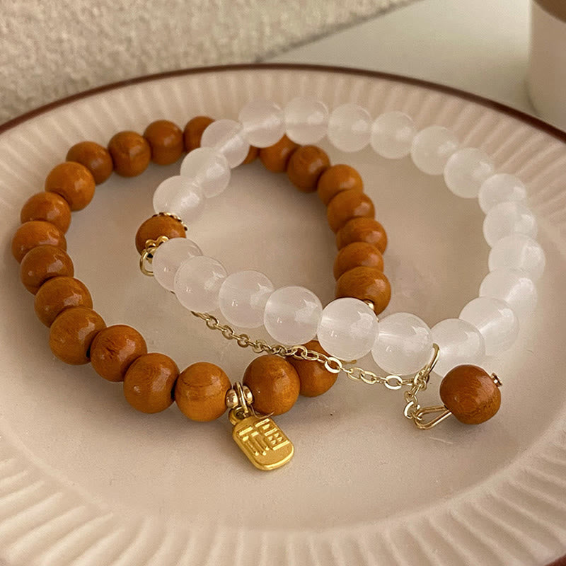 KarmaRipple's Sandalwood Cat's Eye Fu Character Talisman Protection Bracelet p3
