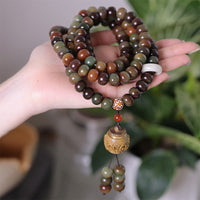 KarmaRipple's 108 Mala Beadwork Dunhuang Color Bodhi Seed Dzi Bead Keep Away Evil Spirits Bracelet