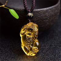 KarmaRipple's FengShui Citrine PiXiu Wealth Pendant Necklace