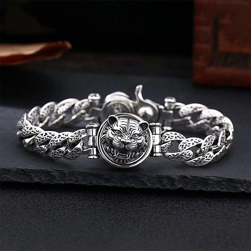 KarmaRipple's Tiger Tang Dynasty Flower Design Engraved Fortune Energy Bracelet p1