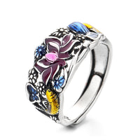 KarmaRipple's Koi Fish Lotus Flower Leaf Design Fortune Wealth Ring