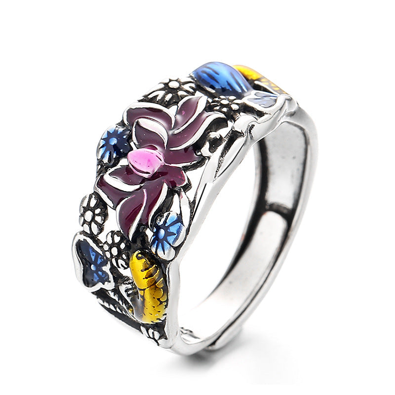 KarmaRipple's Koi Fish Lotus Flower Leaf Design Fortune Wealth Ring p13