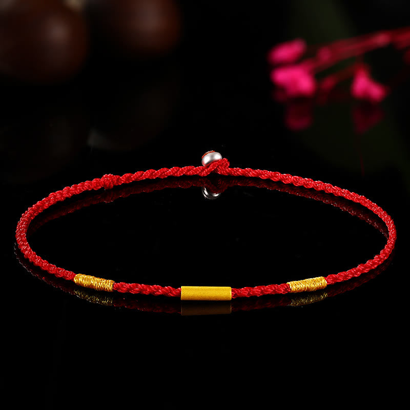 KarmaRipple's 999 Gold Bead Handmade Four Thread Wishful Knots Woven Protection Bracelet p21