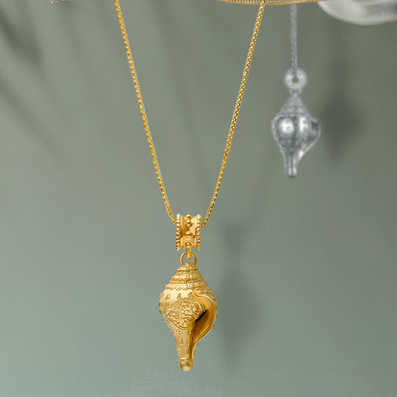 KarmaRipple's 999 Sterling Silver Shankha Conch Shell Seashell Fortunate Pendant Necklace p5
