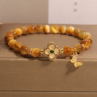 KarmaRipple's Tiger Eye Four Leaf Clover Butterfly Protection Bracelet
