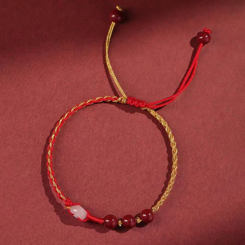 KarmaRipple's Authentic Cinnabar Jade Peace Buckle Blessing Bracelet p12