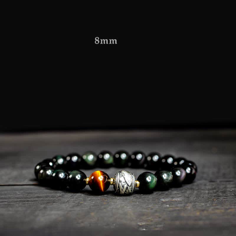 KarmaRipple's To Experience a Reversal of Fortune Rainbow Obsidian Gold Sheen Obsidian Protection Bracelet p13