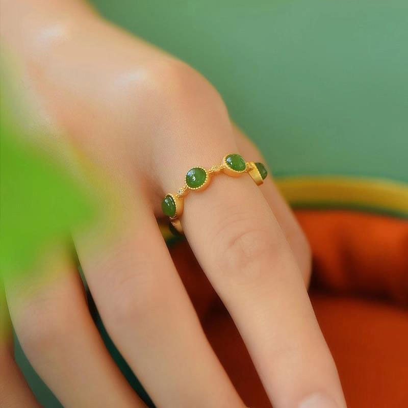 KarmaRipple's Cyan Jade Balancing Calm Adjustable Ring p3
