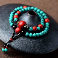 KarmaRipple's Turquoise Black Onyx Red Turquoise Bead Protection Bracelet