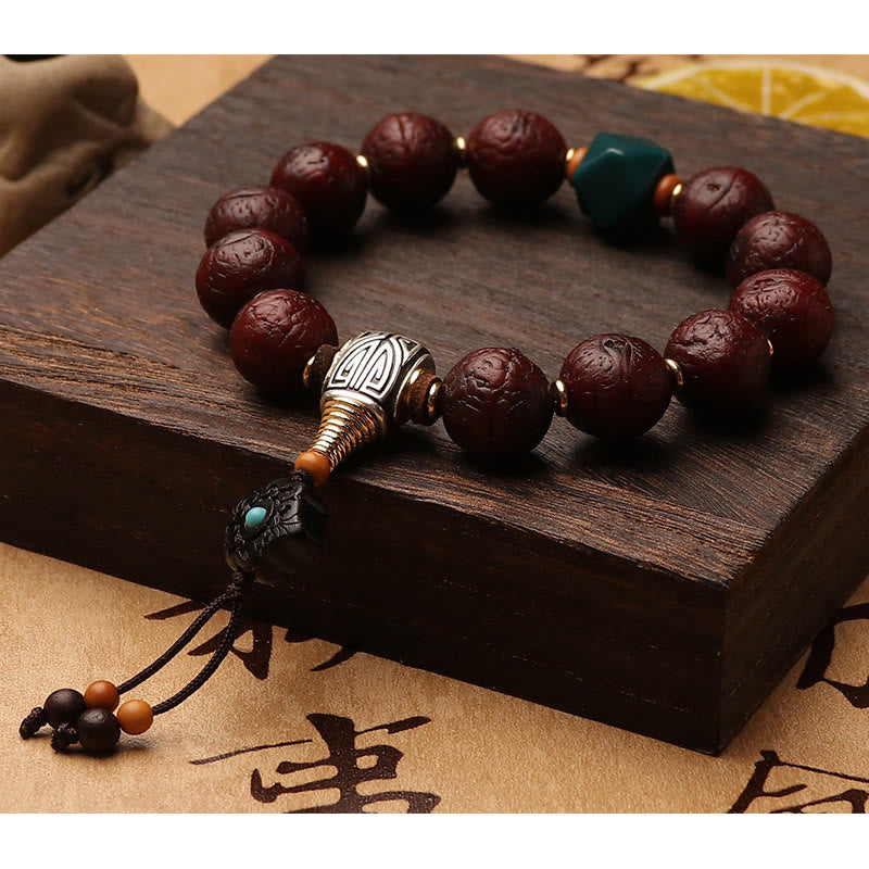 KarmaRipple's Tibetan Bodhi Seed Agate Bead Fortune Wealth Tassel Talisman Wrist Mala p8