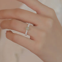 KarmaRipple's Round Jade Pearl Beadwork Fortune Ring