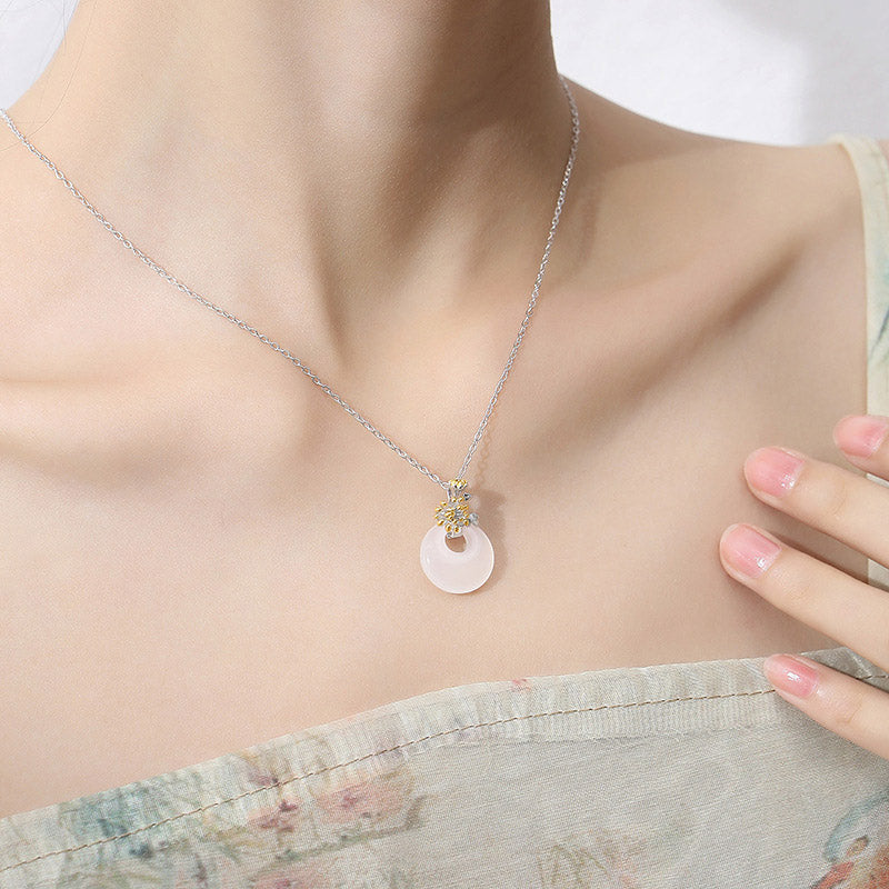KarmaRipple's 925 Sterling Silver Round Chalcedony Twelve Months Flower Balance Pendant Necklace p18