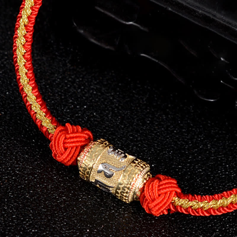 KarmaRipple's 925 Sterling Silver Om Mani Padme Hum Prayer Wheel Fortune Strength Red String Bracelet p9
