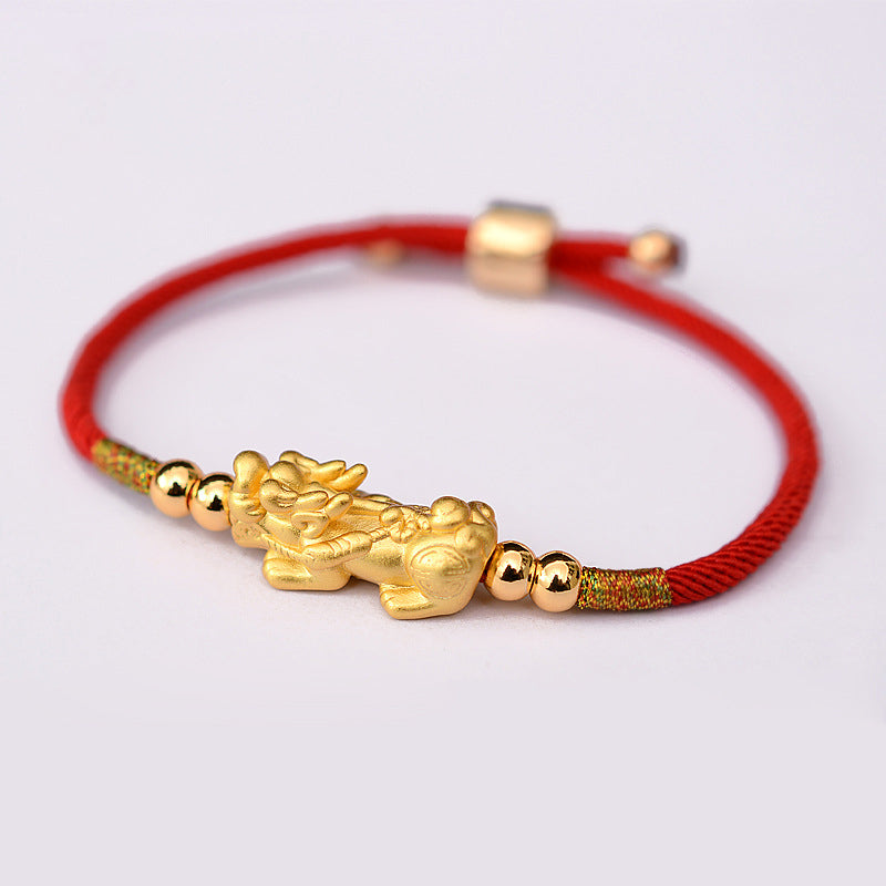 KarmaRipple's 24K Gold-Plated PiXiu Fortune Red String Bracelet p7