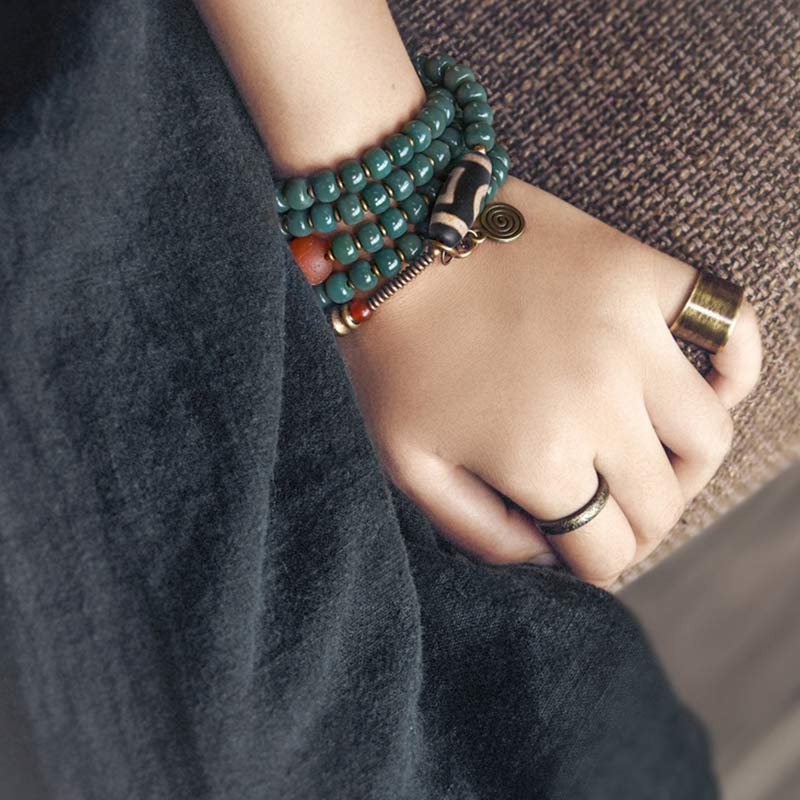 KarmaRipple's 108 Mala Beadwork Bodhi Seed Dzi Bead Wisdom Bracelet p4