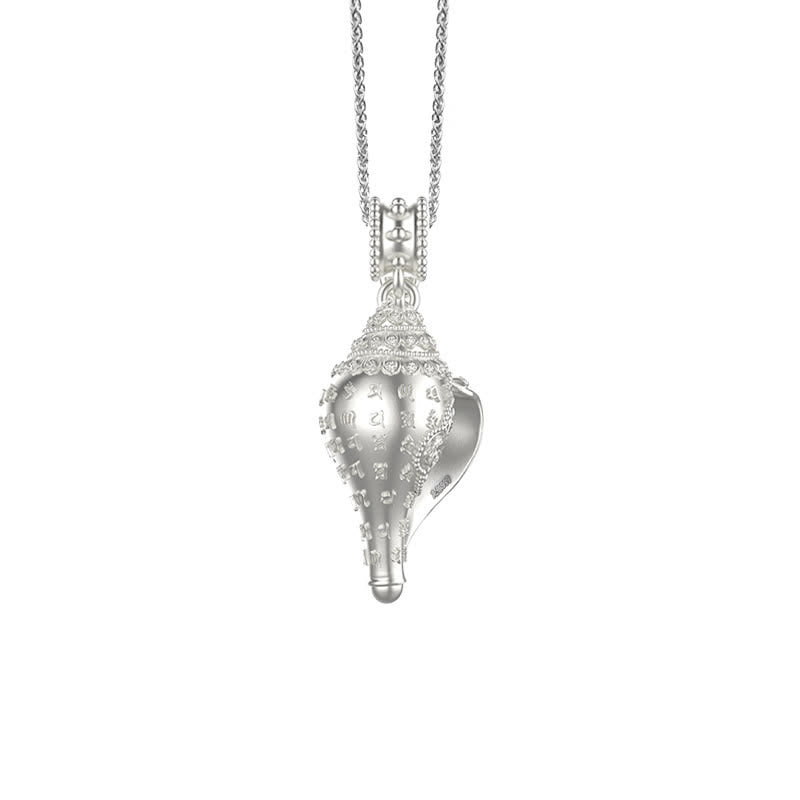 KarmaRipple's 999 Sterling Silver Shankha Conch Shell Seashell Fortunate Pendant Necklace p3