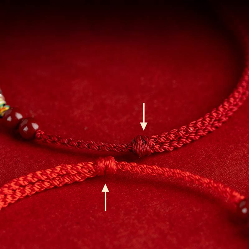 KarmaRipple's 925 Sterling Silver Koi Fish Cinnabar Bead Wealth Handcrafted Woven Bracelet Anklet p18