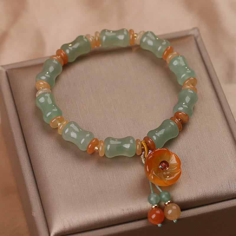 KarmaRipple's Authentic Jade Bamboo Flower Pattern Fortune Bracelet p2