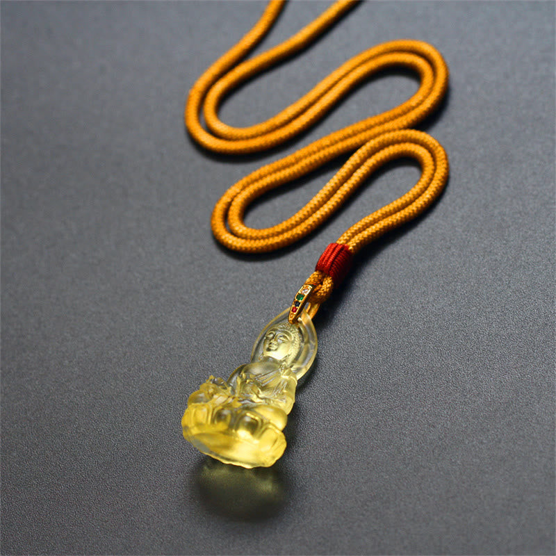 KarmaRipple's Blue Tathagata Buddha Medicine Buddha Liuli Gemstone Serenity Amulet Pendant Necklace p26