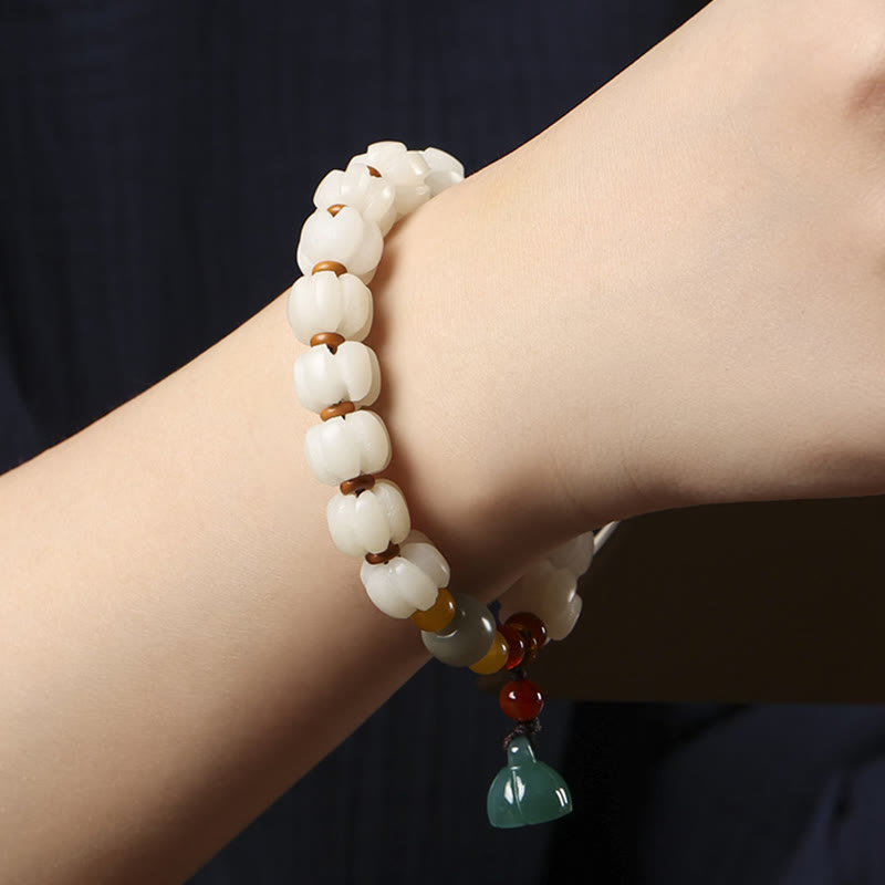 KarmaRipple's Authentic Bodhi Seed Red Agate Bodhi Calm Balance Engraved Pumpkin Bead Lotus Bracelet p7