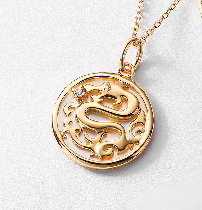 KarmaRipple's ???A Flash Sale- 925 Sterling Silver Tridacna Stone Year of the Dragon Fu Character Fortune Strength Pendant Necklace p4