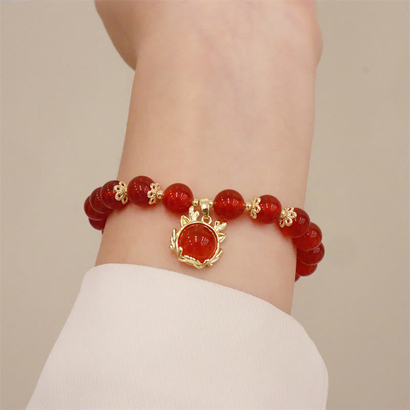 KarmaRipple's Year of the Dragon Red Agate Jade Peace Buckle Fu Character Success Bracelet p20